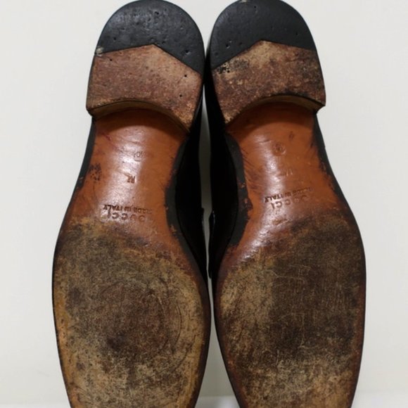 Gucci Vintage GG Web Loafers Dark Brown Leather main image 4